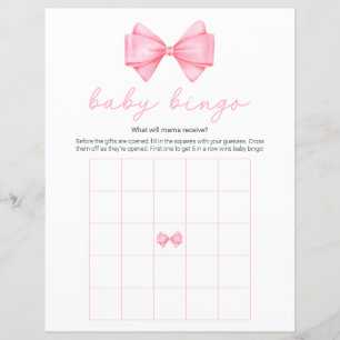 Roze Bow Modern Baby shower Bingogame