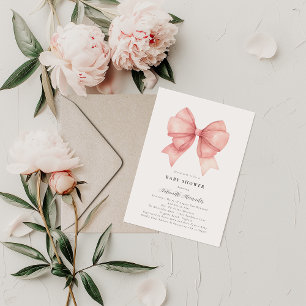 Roze Bow Modern Coquette Meisje Baby shower Kaart