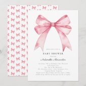 Roze Bow Modern Coquette Meisje Baby shower Kaart (Voorkant / Achterkant)