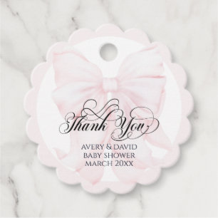 Roze Bow Modern Elegant Meisje Baby shower Bedankjes Labels