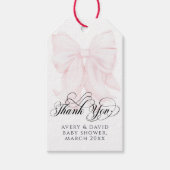 Roze Bow Modern Elegant Meisje Baby shower Cadeaulabel (Voorkant)