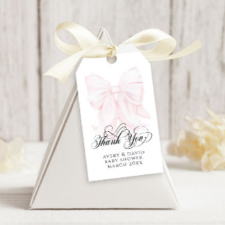Roze Bow Modern Elegant Meisje Baby shower Cadeaulabel