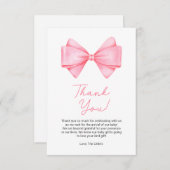 Roze Bow Modern Meisje Baby shower Bedankkaart (Voorkant / Achterkant)