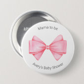 Roze Bow Modern Meisje Baby shower Ronde Button 7,6 Cm (Voorkant /achterkant)