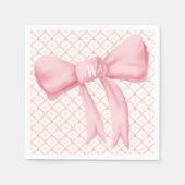 Roze Bow Monogram Harten Servet (Voorkant)