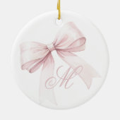 Roze Bow Monogram Kerst Ornament (Achterkant)