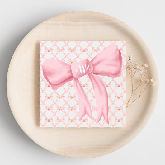 Roze Bow Monogram servet