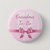 Roze Bow Oma om Baby shower Button (Voorkant)