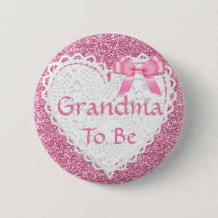 Roze Bow Oma om Baby shower Button