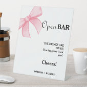 Roze Bow Open Bar Bruiloft Drinken Bar Teken Reclamebord Met Voetstuk (Insitu)