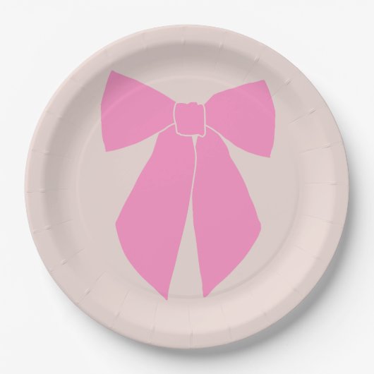 Roze bow papieren bordje (Voorkant)
