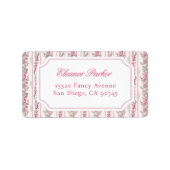 Roze Bow Party Coquette Meisje Adres Etiket (Voorkant)