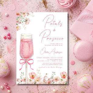 Roze Bow Petals & Prosecco Blush Vrijgezellenfeest Kaart