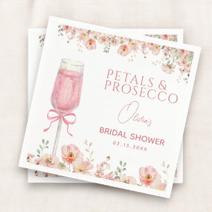 Roze Bow Petals & Prosecco Blush Vrijgezellenfeest Servet