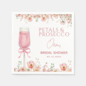 Roze Bow Petals & Prosecco Blush Vrijgezellenfeest Servet (Voorkant)