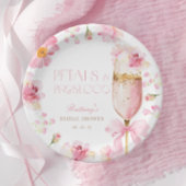 Roze Bow Petals Prosecco Vrijgezellenfeest Papieren Bordje