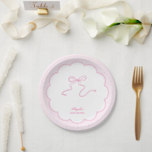 Roze Bow Polka Dot Baby shower Papier Bord