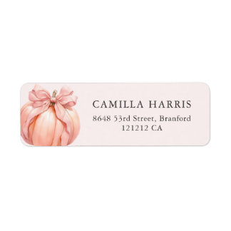 Roze Bow Pompoen Adresetiketten Etiket