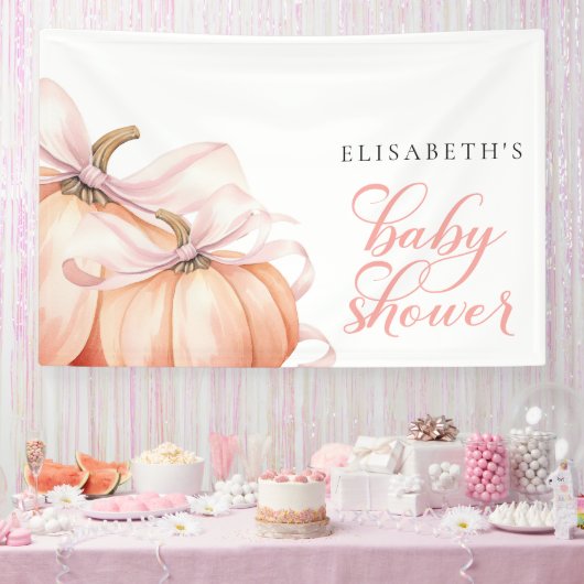 Roze Bow Pompoen Baby shower Achtergrond Banner (Feest)