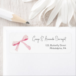 Roze Bow Retouradreslabel Etiket