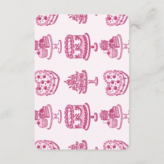 Roze Bow Retro Hart Coquette Cake Details Invoegen Informatiekaartje (Achterkant)