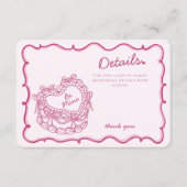 Roze Bow Retro Hart Coquette Cake Details Invoegen Informatiekaartje (Voorkant)