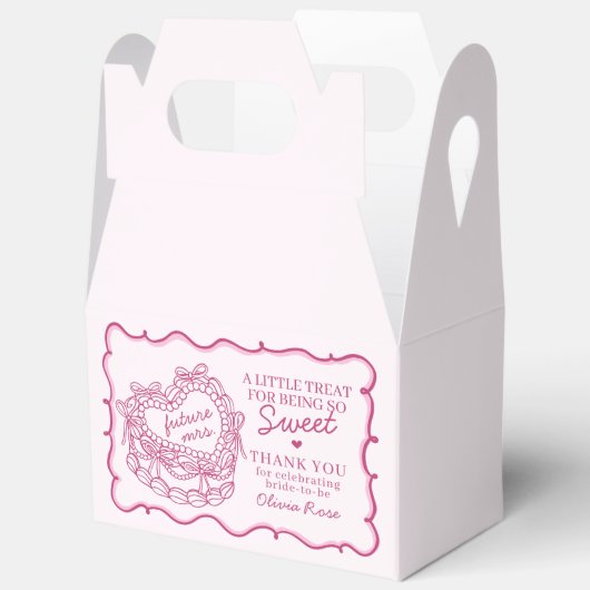 Roze Bow Retro Hart Coquette Cake Vrijgezellenfees Bedankdoosjes (Open)