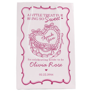 Roze Bow Retro Hart Coquette Cake Vrijgezellenfees Medium Cadeauzakje
