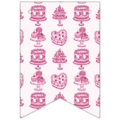 Roze Bow Retro Hart Coquette Taart Gelukkige Verja Vlaggetjes (Eerste vlag)