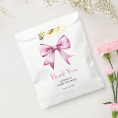 Roze Bow Ribbon Baby shower Bedankzakje (Gezegeld)