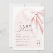 Roze Bow Ribbon Baby shower Kaart (Voorkant)