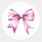 Roze Bow Ribbon Baby shower Ronde Sticker (Voorkant)