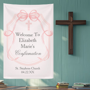  Roze Bow Ribbon Bevestiging Partij Aangepast Spandoek
