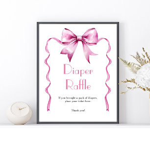 Roze Bow Ribbon Luier Raffle Poster