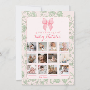 Roze Bow Sage Groene Baby Meisje Douche Spel Kaart