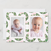 Roze Bow Sash Kerst Monogram Krans Feestdagenkaart (Achterkant)