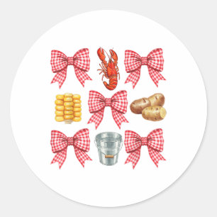 Roze Bow Schattige Coquette Crawfish Boil Y2k Girl Ronde Sticker