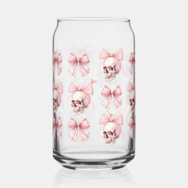 Roze Bow Skull Halloween glas kan drinken