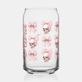 Roze Bow Skull Halloween glas kan drinken (Achterkant)