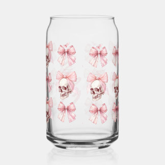 Roze Bow Skull Halloween glas kan drinken