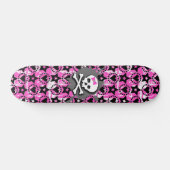 Roze Bow Skull Skateboard (Horizontaal)