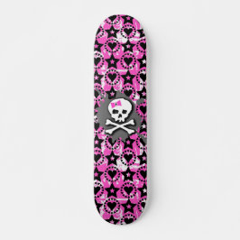 Roze Bow Skull Skateboard