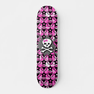 Roze Bow Skull Skateboard
