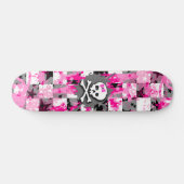 Roze Bow Skull Skateboard (Horizontaal)