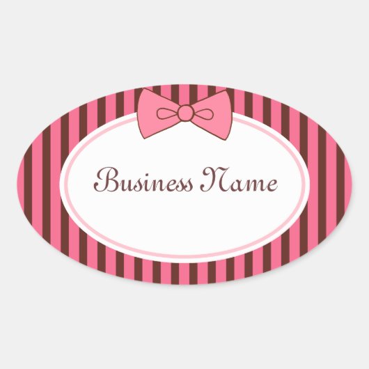 Roze bow-stickers ovale sticker (Voorkant)