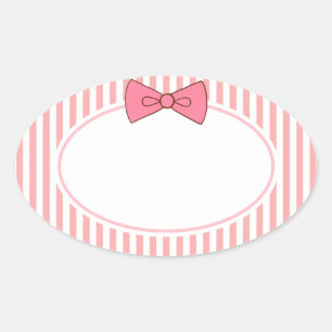 Roze bow-stickers ovale sticker