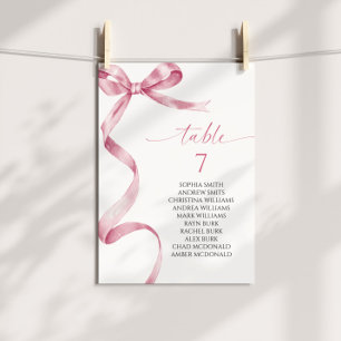 Roze Bow Tafel Nummer Zitting Grafiek Kaart