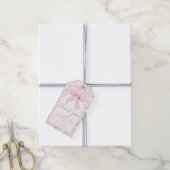 Roze Bow Toile Bloemen Verjaardag Gift Labels Cadeaulabel (Met Touw)