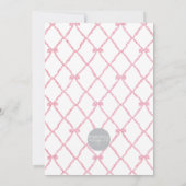 Roze Bow Trellis Baby shower Invitation Bonnet Kaart (Achterkant)