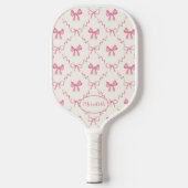 Roze Bow Trellis Coquette Patroon Pickleball Paddle (Voorkant)